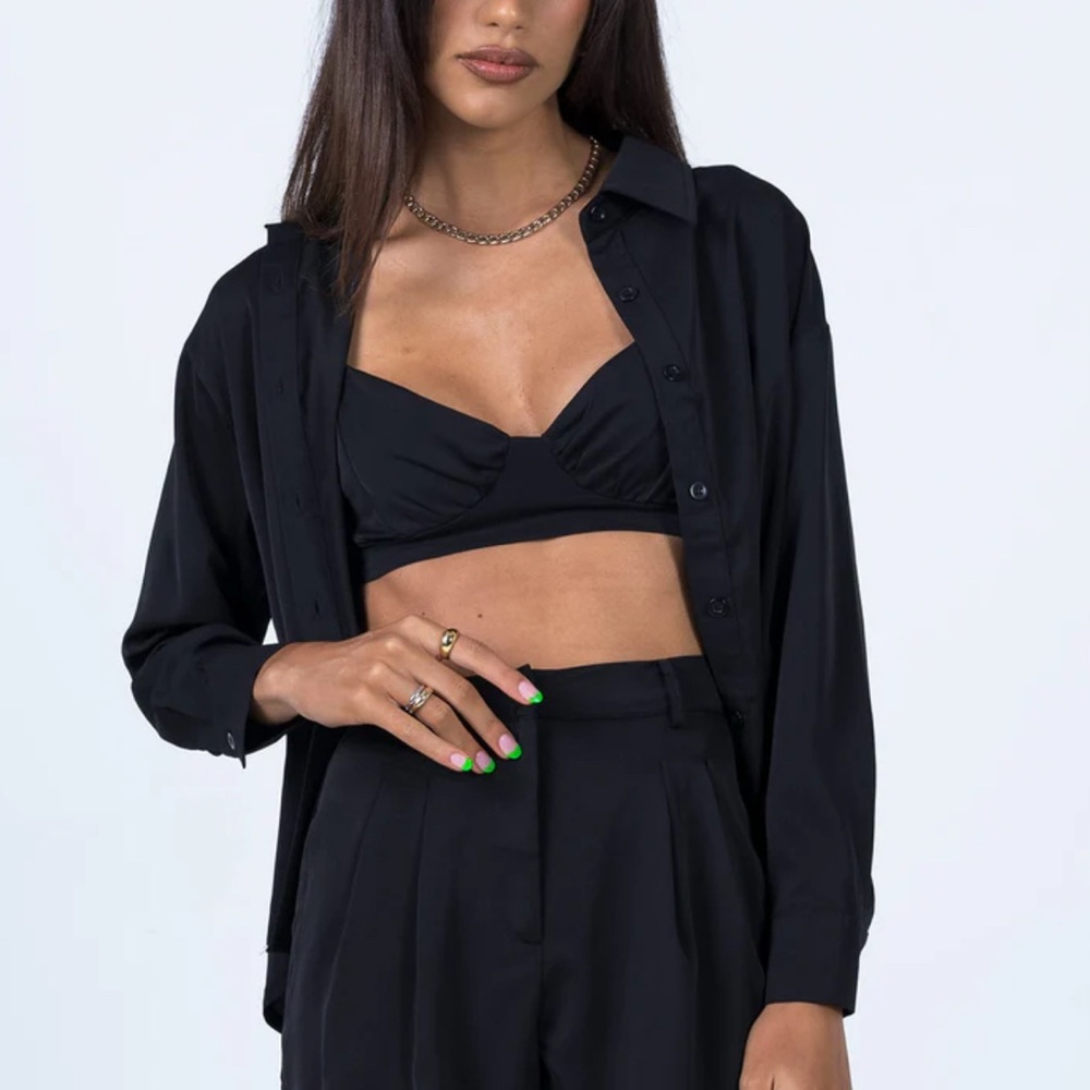 Princess Polly Black Button Down Shirt